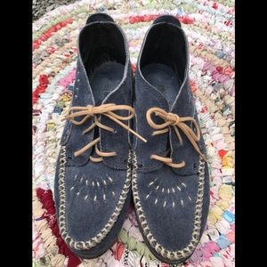 Minnetonka suede moccasin booties with laces